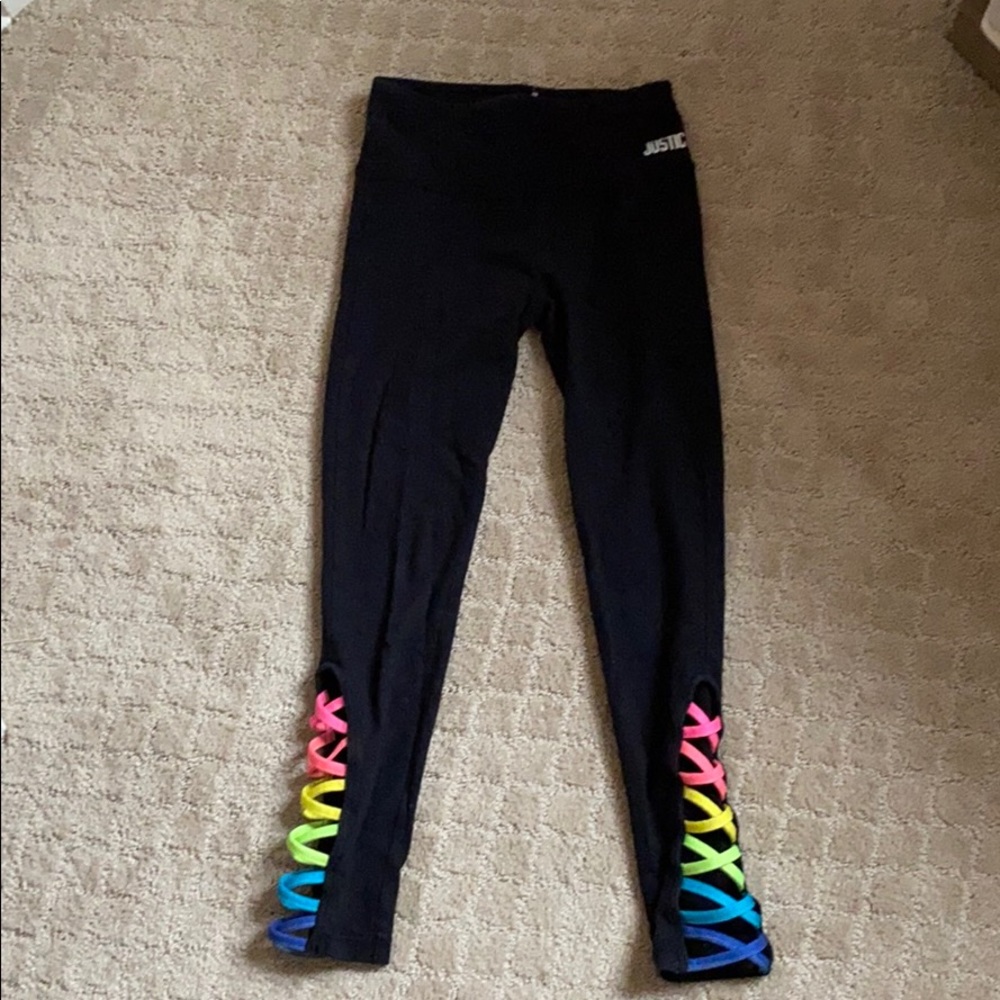 black and multicolored leggings